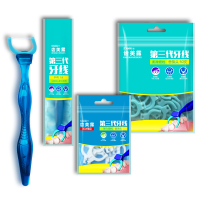 1手柄/50牙线头/送20牙线头 齿美露第三代牙线进口前牙板牙智齿超细牙签牙线棒扁线家庭装