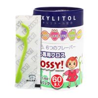 罐装60只装包装 FLOSSY儿童牙线棒2桶日本进口超细婴幼儿宝宝水果味牙线装便