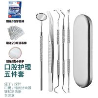五件套(赠牙签棒+镜子+消毒棉片) 家用牙科工具牙结石去除器口腔清洁护理工具镜子探针剔牙垢器械[2月29日发完]
