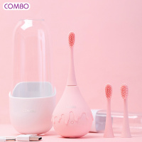 棒棒糖粉[共硅胶刷头*3+三合一杯架] combo蔻宝宝电动牙刷儿童软毛硅胶婴儿1-2-3-4岁充电式叶一茜同款