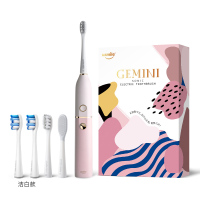 蜜桃粉+洁白刷头2支装[配齐一年4支刷头+舌苔刷] usmile电动牙刷情侣套装男女成人充电式全自动声波大理石软毛牙刷