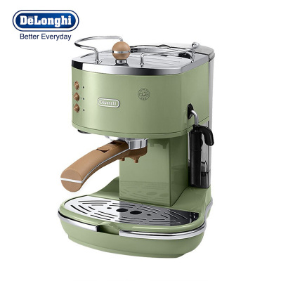 德龙(Delonghi)咖啡机 复古系列半自动咖啡机 家用意式浓缩 泵压式不锈钢锅炉 ECO310.VGR 橄榄绿