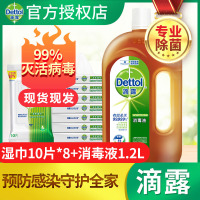 滴露消毒液家用衣物拖地室内消毒湿巾10*8包+消毒水1.2L