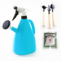 蓝色1000毫升+3件套+5包复合肥 浇花神器家用室内懒人园艺多功能手压式小型喷雾瓶洒水浇花喷壶