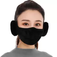防尘口罩女面罩二合一冬季防寒保暖骑行防风加厚透气冬天耳套时尚