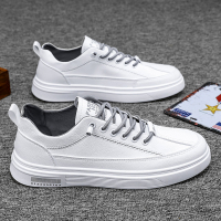 男鞋秋季2021新款男士英伦商务正装休闲皮鞋白色板鞋春秋软底潮鞋