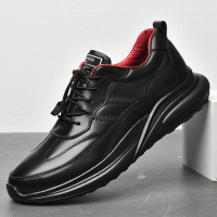 46大码男鞋2021年新款潮秋季运动休闲青年软底牛皮黑色真皮鞋男士