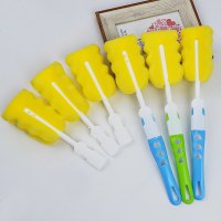 奶瓶刷婴儿洗奶瓶刷子奶嘴刷杯刷清洗清洁刷洗杯子神器长柄海绵刷 优质六边海绵杯刷1支装