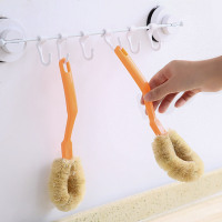 厨房棕毛锅刷带手柄刷锅洗碗刷子家用清洁刷多用洗锅洗碗刷 钢丝球锅刷1个装（粉色）