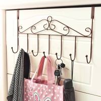 无痕免钉门后挂钩置物架挂衣钩创意浴室厨房钩子衣服挂衣架 5勾黑色