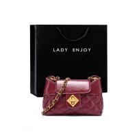 舒弗(LACHOUFFE)包包女包2019新款潮时尚链条包女士单肩斜挎包小香浪包菱格包