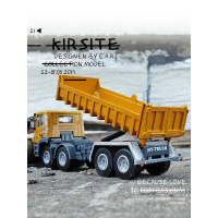 翻斗车模型工地渣土运输车模型汽车模型仿真合金儿童玩具车摆件