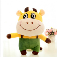 2020热卖奶牛毛绒玩具牛公仔玩偶婚庆抓机娃娃批發儿童生日可 黄色 28厘米