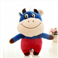 2020热卖奶牛毛绒玩具牛公仔玩偶婚庆抓机娃娃批發儿童生日可 蓝色 28厘米