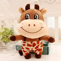 2020热卖奶牛毛绒玩具牛公仔玩偶婚庆抓机娃娃批發儿童生日可 棕色 28厘米