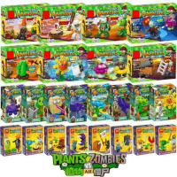 2020热卖植物大战僵尸2乐蒸汽时代高拼装积木花园战争8小人仔男孩 24盒僵尸人物24植物大战2