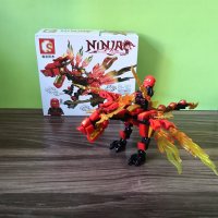 儿童拼装积木幻影忍者人仔乾坤龙族部落小颗粒男孩拼插6-12岁 疾刃火斧龙