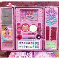 叶罗丽彩妆女孩化妆品手提箱眼影盒套装儿童安全美甲过家家玩 宝熊家族彩妆68816送贴画+手链