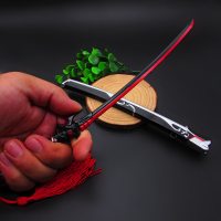 守望先锋屁股周边源氏飞镖龙碳素黑武器模型青年邪鬼合金玩具 29cm源氏邪鬼长刀 合金品质送展架