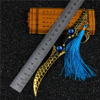 王者皮肤武器英雄兵器鲁班七号兰陵王扇子合金模型荣耀周边玩具刀 18cm荆轲暗夜猫娘 精工制作送展架