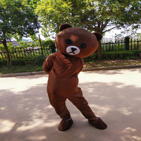 网红熊人偶服装熊本熊布朗熊人偶服装抖音发传单皮卡丘人偶行走装 深棕忧郁 L