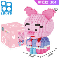 微型小颗粒钻石拼装积木玩具兼容樂高迪士尼乐园米奇维尼拼插女生 Q版小猪