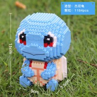 串连大颗粒拼装插积木玩具兼容樂高女孩宠物小精灵超大皮卡丘摆件 HC9104萌杰尼龟