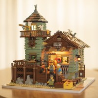 兼容樂高城堡街景渔夫小屋拼装积木女孩成人玩具模型房子别墅 渔夫小屋(暖灯版)