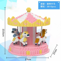 拼装微小颗粒积木成人钻石大人高难度玩具兼容樂高女孩旋转木马 大旋转木马灯光版[串联颗粒]