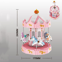 拼装微小颗粒积木成人钻石大人高难度玩具兼容樂高女孩旋转木马 旋转木马存钱罐送灯饰