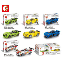 兼容樂高森宝超级赛车系列名车全套布加迪威龙福特儿童积木玩具 [超级赛车四盒]607005-08