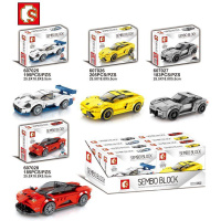 兼容樂高森宝超级赛车系列名车全套布加迪威龙福特儿童积木玩具 [超级赛车四盒]607025-28