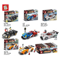 兼容樂高森宝超级赛车系列名车全套布加迪威龙福特儿童积木玩具 [超级赛车四盒]6772A-D
