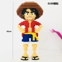 成人减压玩具海贼王路飞海盗船微型钻石小颗粒拼插装兼容樂高积木 串联超大路飞