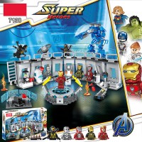 兼容樂高反浩克装甲机甲复仇者联盟4钢铁侠积木版拼装玩具3 钢铁侠基地陈列室-717颗粒