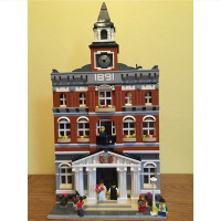 兼容樂高街景系列全套成人别墅房子转角咖啡厅城堡拼装积木模型 市政厅03
