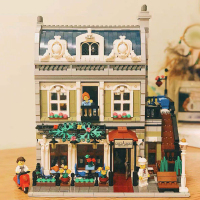 兼容樂高街景系列全套成人别墅房子转角咖啡厅城堡拼装积木模型 巴黎餐厅10
