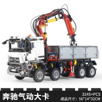 兼容樂高科技机械组移动起重机吊车高难度大型拼装积木玩具模型 [升级版]奔驰气动大卡
