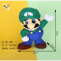 兼容樂高积木成人组装玩具马里奥串联小颗粒拼图玩具模型 串联-举手-绿玛丽8662