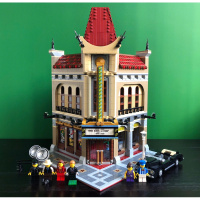 兼容樂高城市转角咖啡巴黎餐厅广场灯光街景拼装成人积木模型 中国大剧院