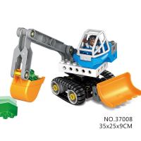 大颗粒散装特殊科技件直弯管道齿轮兼容樂高百变工程STEAM科教 37008挖掘推土车