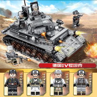军事积木二战钢铁帝国德国虎式坦克苏联T-34四号坦克拼装人仔玩具 SD101322德国IV坦克