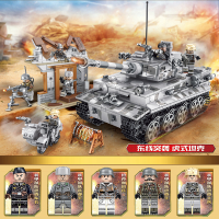 军事积木二战钢铁帝国德国虎式坦克苏联T-34四号坦克拼装人仔玩具 SD101401虎式坦克