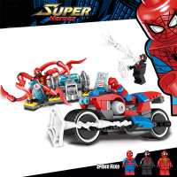 兼容樂高拼装积木超凡蜘蛛侠系列复仇者联盟男孩子6玩具8岁12 摩托车救援任务[265片]