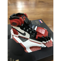 aj积木球鞋芝加哥黑脚趾篮兼容樂高成人微钻石小颗粒积木男友 18076-1普通