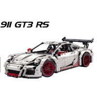 兼容乐高GT3战神跑车黑色福特野马gt国产成人积木MOC电镀涡轮模型 [经典款]保时捷911GTRS白色送电镀轮毂