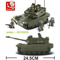 兼容樂高二战拼装玩具积木大型中国坦克组装军事履带式男孩子8岁 梅卡瓦坦克(344颗粒)