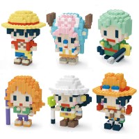 钻石微颗粒拼插积木兼容樂高玩具动漫摆件海贼王迷你路飞乔巴 xz海贼王六个套餐