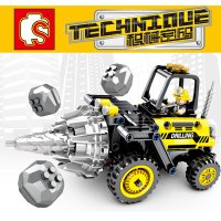 森宝机械密码兼容樂高工程系列起重机卡车拼装挖掘机儿童力 钻孔车235片