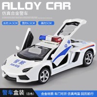 福特野马警车玩具仿真合金汽车模型儿童110玩具车男孩小汽车玩具 兰博警车-白